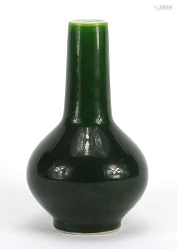 Chinese porcelain green glazed vase, character marks to the base, 14cm high : For Further