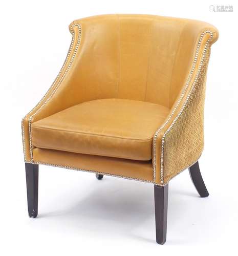 French Empire style Style Matters tub chair with brown leather upholstery, 86c high : For Further