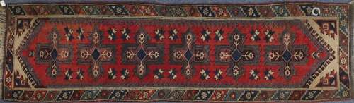 Rectangular Turkish Anatolian carpet runner, the central field having a repeat flower design onto