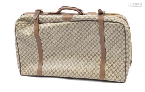 Large vintage Gucci monogram suitcase/holdall, 82cm wide : For Further Condition Reports and Live