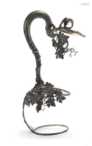 Victorian silver claret jug mount/nandle and lid, moulded with grape vines, by Robert Garrard London