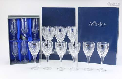 Three sets of six crystal glasses comprising Aynlsey, Cara crystal and Gleneagles, all boxed : For