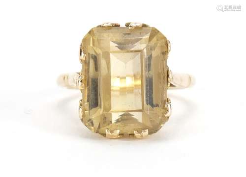 9ct gold citrine ring, size N, approximate weight 6.4g : For Further Condition Reports and Live