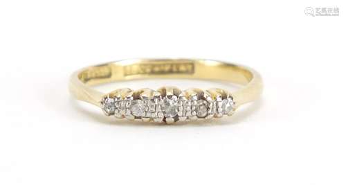 18ct gold diamond five stone ring, size N, approximate weight 2.6g : For Further Condition Reports