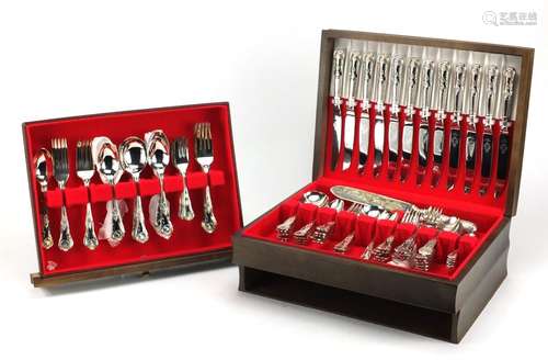 Twelve place canteen of silver plated cutlery, 37cm wide : For Further Condition Reports and Live