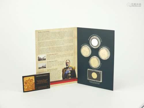 Remembrance World War I Centenary Anniversary coin collection including a 9ct gold double crown :