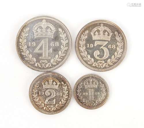 Elizabeth II 1968 Maundy coin set with case : For Further Condition Reports and Live Bidding