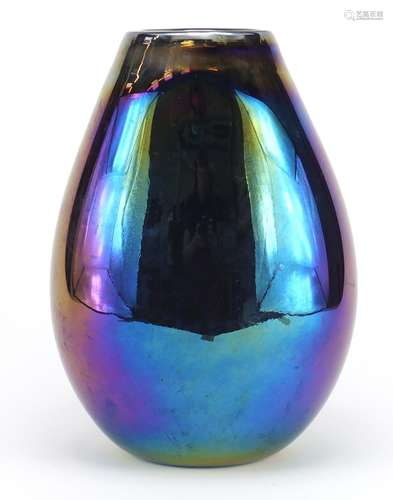 Large purple lustre art glass vase, 29cm high : For Further Condition Reports and Live Bidding