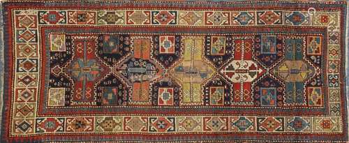 19th century rectangular Caucasian carpet runner, 263cm x 105cm : For Further Condition Reports