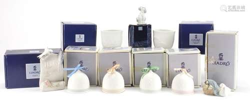 Nine pieces of Lladro with boxes including A Friend For Life 7685, Duck 4895 and six bells : For