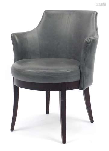 Contemporary Morgan slate leather chair on out swept tapering legs, 81cm high : For Further