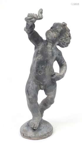 Victorian lead model of standing cherub, 65cm high : For Further Condition Reports and Live