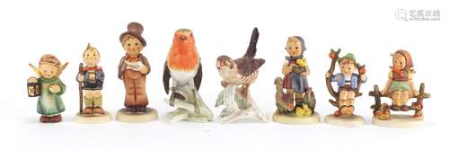 Goebel figures and birds including a boy on a tree, the largest 13cm high : For Further Condition