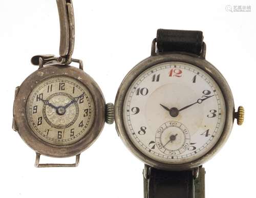 Two silver wristwatches including a trench watch : For Further Condition Reports and Live Bidding