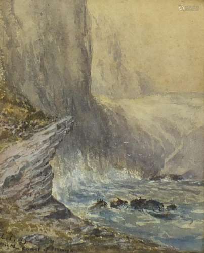 Attributed to Lucien Levy Dhurmer - On the coast of Mayo, watercolour, framed, 22cm x 16.5cm : For