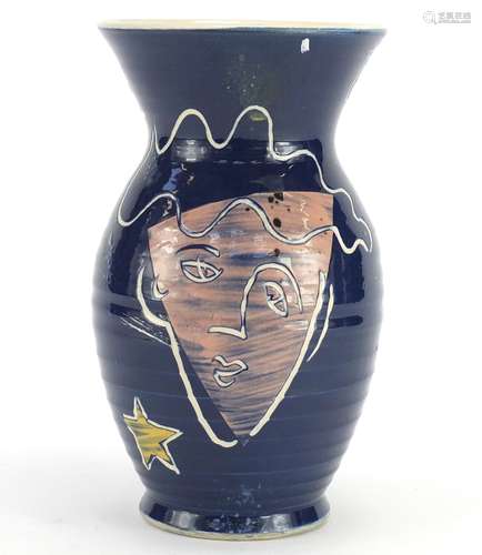 Jean Paul Landreau art pottery vase hand painted in the Picasso style, 20.5cm high : For Further