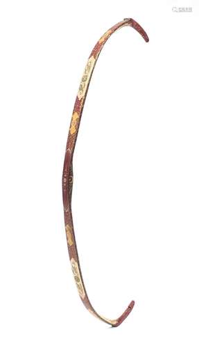 Good Turkish lacquered hunting bow, finely hand painted with flowers, 95cm high : For Further