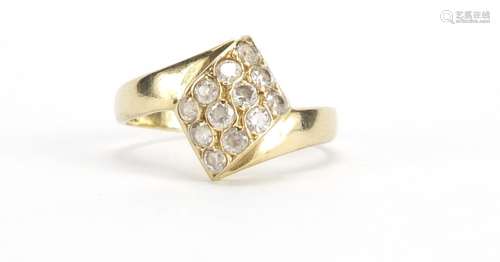 Unmarked gold clear stone cluster ring, size M, approximate weight 2.4g : For Further Condition