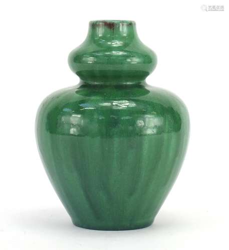 Pilkington Royal Lancastrian green glazed double gourd vase, impressed marks and numbered 2026 to