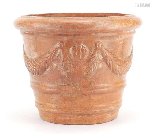 Roman style terracotta vessel decorated in relief with swags, 24cm high : For Further Condition