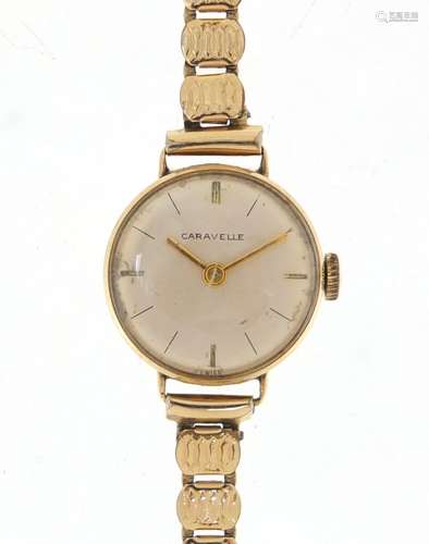 Ladies 9ct gold Caravelle wristwatch, 2cm in diameter : For Further Condition Reports and Live