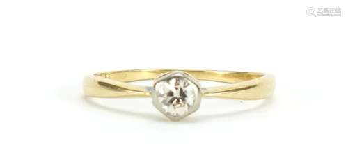 18ct gold and platinum diamond solitaire ring, size N, approximate weight 1.8g : For Further