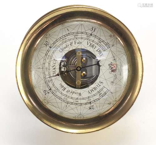 Brass ships bulk head barometer, inscribed Makers to the Admiralty, 18cm in diameter : For Further