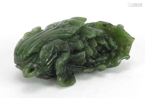 Chinese green jade naturalistic carving, 5cm high : For Further Condition Reports and Live Bidding