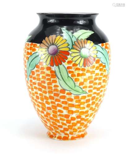 Art Deco vase by Carlton Ware hand painted with daisies, factory marks to the base, 28.5cm high :