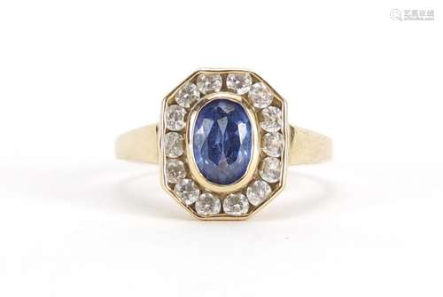 Art Deco style 9ct cold blue and clear stone ring, size K, approximate weight 2.6g : For Further