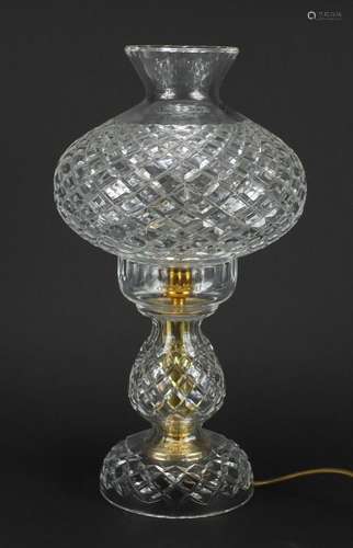 Cut glass toadstool table lamp, 40cm high : For Further Condition Reports and Live Bidding Please Go