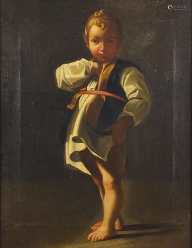 Full length portrait of a young boy, 19th century continental school oil on canvas, framed, 44cm x