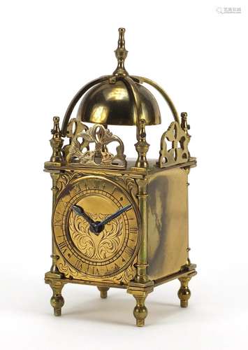 French 17th century style brass lantern clock, the chapter ring with Roman numerals, 17.5cm high :