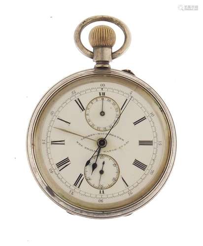 Victorian gentleman's silver English Watch Co chrono-micrometer open face pocket watch, the case