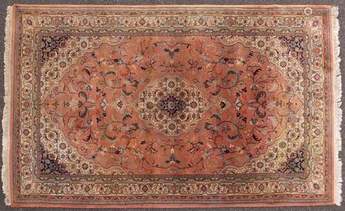 House of Fraser peach ground floral rug, 250cm x150cm : For Further Condition Reports and Live