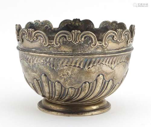 Victorian circular silver demi fluted bowl, indistinct makers mark, London 1896, 11cm high x 15.