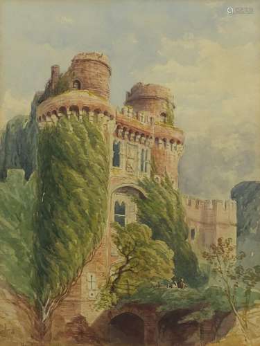 William Callow - Herstmonceux Castle, 19th century watercolour, inscribed verso, mounted and framed,