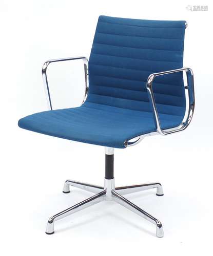 Charles and Ray Eames EA117 design desk chair with turquoise upholstery, 82cm high : For Further