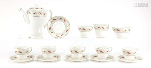 Shelley Windsor shape coffee set, decorated in a Gaiety pattern, numbered 14082 : For Further