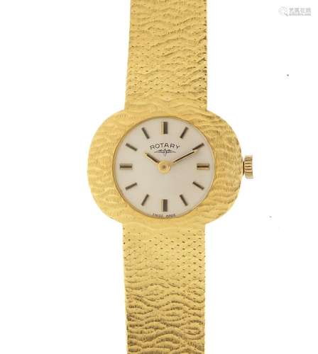 Ladies 18ct gold Rotary wristwatch with 18ct gold strap, the case numbered 16 75 25, approximate