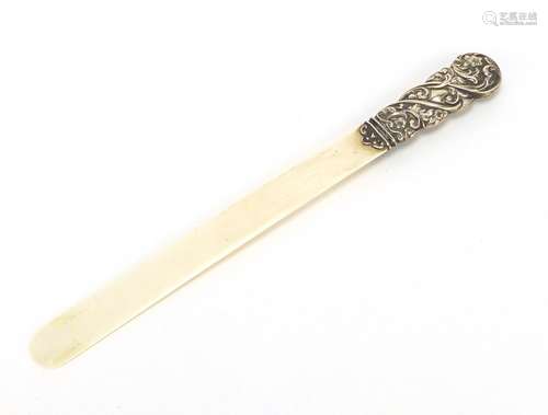 Victorian silver handled ivory page turner, Birmingham 1903, 30.5cm in length : For Further