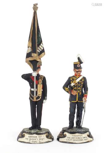 Two hand painted pewter Military figures by Charles Stadden, Trooper the 3rd Kings own Light