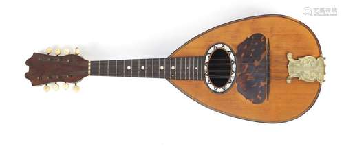 19th century rosewood mandolin by G Grandini with ivory keys and fitted case, 61cm in length : For