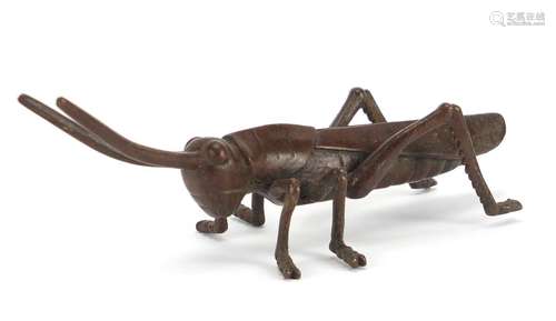 Japanese patinated bronze locust, 11.5cm in length : For Further Condition Reports Please Visit