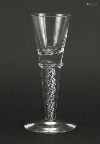 Large toasting glass with twisted stem, 21cm high : For Further Condition Reports Please Visit Our