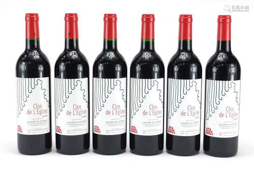 Six bottles of 1998 Clos De L'eglise Lalande De Pomerol red wine : For Further Condition Reports and