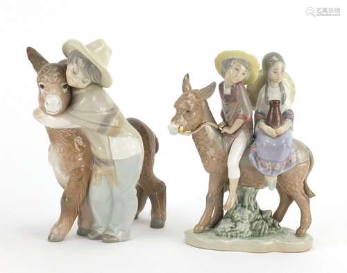 Two Lladro figures comprising Ride in the Country 5354 and Platero and Marcelino 1181, the largest