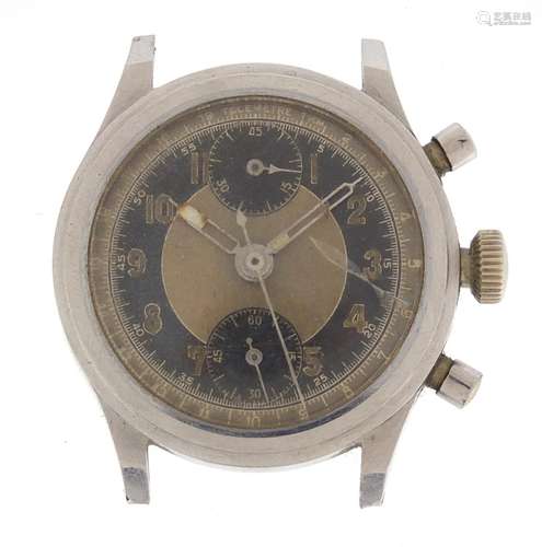 Vintage gentleman's stainless steel chronograph wristwatch, the case numbered 1258, 3.5cm in