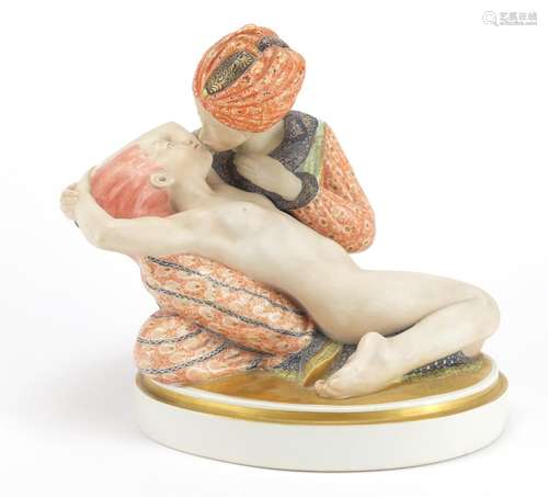 Royal Copenhagen porcelain Fair Tale figure group by Gerhard Henning, initials, factory marks and