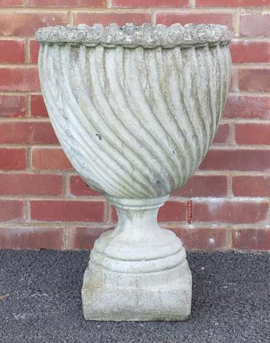 Stoneware garden pedestal planter, 66cm high : For Further Condition Reports and Live Bidding Please